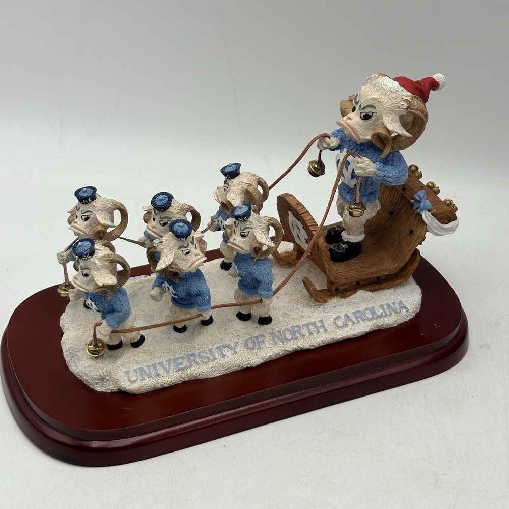 2002 UNC Tar Heels Rams Holiday Sleigh Figurine Slavic Treasures Christmas RARE